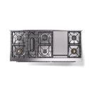 ILVE 60-Inch Nostalgie II Dual Fuel Range with 9 Burners, Griddle and Triple Glass Door Oven in Antique White with Chrome Trim (UP60FNMPAWC)
