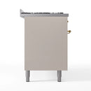ILVE 60-Inch Nostalgie II Dual Fuel Range with 9 Burners, Griddle and Triple Glass Door Oven in Antique White with Brass Trim (UP60FNMPAWG)