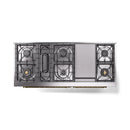ILVE 60-Inch Nostalgie II Dual Fuel Range with 9 Burners, Griddle and Triple Glass Door Oven in Antique White with Brass Trim (UP60FNMPAWG)