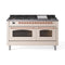 ILVE 60-Inch Nostalgie II  Propane Gas Dual Fuel Range  with 9 Burners, Griddle and Triple Glass Door Oven in Antique White with Copper Trim (UP60FNMPAWP)