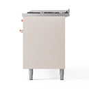 ILVE 60-Inch Nostalgie II Dual Fuel Range with 9 Burners, Griddle and Triple Glass Door Oven in Antique White with Copper Trim (UP60FNMPAWP)