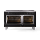 ILVE 60-Inch Nostalgie II Dual Fuel Range with 9 Burners, Griddle and Triple Glass Door Oven in Glossy Black with Bronze Trim (UP60FNMPBKB)