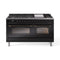 ILVE 60-Inch Nostalgie II  Propane Gas Dual Fuel Range  with 9 Burners, Griddle and Triple Glass Door Oven in Glossy Black with Bronze Trim (UP60FNMPBKB)