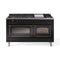 ILVE Nostalgie II Noblesse 60-Inch 5.8 Cu. Ft. Dual Oven Propane Gas Dual Fuel Range with 9 Burners, Griddle and Triple Glass Door in Glossy Black with Burnished Bronze Trim (UN60FNMPBKBLP)