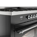 ILVE 60-Inch Nostalgie II Dual Fuel Range with 9 Burners, Griddle and Triple Glass Door Oven in Glossy Black with Chrome Trim (UP60FNMPBKC)