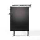 ILVE 60-Inch Nostalgie II  Propane Gas Dual Fuel Range  with 9 Burners, Griddle and Triple Glass Door Oven in Glossy Black with Chrome Trim (UP60FNMPBKC)