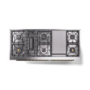 ILVE 60-Inch Nostalgie II  Propane Gas Dual Fuel Range  with 9 Burners, Griddle and Triple Glass Door Oven in Glossy Black with Brass Trim (UP60FNMPBKG)