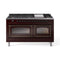 ILVE Nostalgie II Noblesse 60-Inch 5.8 Cu. Ft. Dual Oven Natural Gas Dual Fuel Range with 9 Burners, Griddle and Triple Glass Door in Burgundy with Burnished Bronze Trim (UN60FNMPBUB)