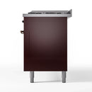 ILVE 60-Inch Nostalgie II Dual Fuel Range with 9 Burners, Griddle and Triple Glass Door Oven in Burgundy with Bronze Trim (UP60FNMPBUB)