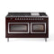 ILVE Nostalgie II Noblesse 60-Inch 5.8 Cu. Ft. Dual Oven Natural Gas Dual Fuel Range with 9 Burners, Griddle and Triple Glass Door in Burgundy with Chrome Trim (UN60FNMPBUC)
