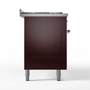 ILVE 60-Inch Nostalgie II Dual Fuel Range with 9 Burners, Griddle and Triple Glass Door Oven in Burgundy with Chrome Trim (UP60FNMPBUC)