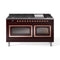 ILVE Nostalgie II Noblesse 60-Inch 5.8 Cu. Ft. Dual Oven Natural Gas Dual Fuel Range with 9 Burners, Griddle and Triple Glass Door in Burgundy with Copper Trim (UN60FNMPBUP)