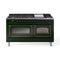 ILVE Nostalgie II Noblesse 60-Inch 5.8 Cu. Ft. Dual Oven Propane Gas Dual Fuel Range with 9 Burners, Griddle and Triple Glass Door in Emerald Green with Burnished Bronze Trim (UN60FNMPEGBLP)