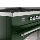 ILVE 60-Inch Nostalgie II  Propane Gas Dual Fuel Range  with 9 Burners, Griddle and Triple Glass Door Oven in Emerald Green with Chrome Trim (UP60FNMPEGC)