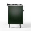 ILVE 60-Inch Nostalgie II  Propane Gas Dual Fuel Range  with 9 Burners, Griddle and Triple Glass Door Oven in Emerald Green with Chrome Trim (UP60FNMPEGC)