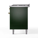 ILVE 60-Inch Nostalgie II  Propane Gas Dual Fuel Range  with 9 Burners, Griddle and Triple Glass Door Oven in Emerald Green with Brass Trim (UP60FNMPEGG)