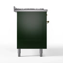 ILVE 60-Inch Nostalgie II  Propane Gas Dual Fuel Range  with 9 Burners, Griddle and Triple Glass Door Oven in Emerald Green with Brass Trim (UP60FNMPEGG)