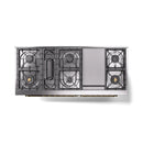 ILVE 60-Inch Nostalgie II  Propane Gas Dual Fuel Range  with 9 Burners, Griddle and Triple Glass Door Oven in Emerald Green with Brass Trim (UP60FNMPEGG)