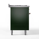 ILVE 60-Inch Nostalgie II Dual Fuel Range with 9 Burners, Griddle and Triple Glass Door Oven in Emerald Green with Copper Trim (UP60FNMPEGP)