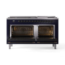 ILVE 60-Inch Nostalgie II Dual Fuel Range with 9 Burners, Griddle and Triple Glass Door Oven in Midnight Blue with Bronze Trim (UP60FNMPMBB)