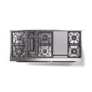 ILVE Nostalgie II 60 inch Propane Gas Range with 10 Sealed Burners, Griddle with Triple Glass Door in Midnight Blue with Burnished Trim