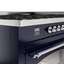 ILVE 60-Inch Nostalgie II Dual Fuel Range with 9 Burners, Griddle and Triple Glass Door Oven in Midnight Blue with Chrome Trim (UP60FNMPMBC)