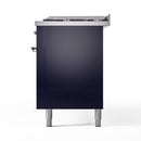 ILVE 60-Inch Nostalgie II Dual Fuel Range with 9 Burners, Griddle and Triple Glass Door Oven in Midnight Blue with Chrome Trim (UP60FNMPMBC)