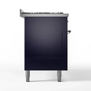ILVE 60-Inch Nostalgie II Dual Fuel Range with 9 Burners, Griddle and Triple Glass Door Oven in Midnight Blue with Chrome Trim (UP60FNMPMBC)