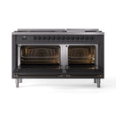 ILVE 60-Inch Nostalgie II Dual Fuel Range with 9 Burners, Griddle and Triple Glass Door Oven in Matte Graphite with Bronze Trim (UP60FNMPMGB)