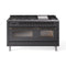 ILVE 60-Inch Nostalgie II  Propane Gas Dual Fuel Range  with 9 Burners, Griddle and Triple Glass Door Oven in Matte Graphite with Bronze Trim (UP60FNMPMGB)