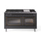 ILVE Nostalgie II Noblesse 60-Inch 5.8 Cu. Ft. Dual Oven Natural Gas Dual Fuel Range with 9 Burners, Griddle and Triple Glass Door in Matte Graphite with Burnished Bronze Trim (UN60FNMPMGB)