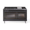 ILVE Nostalgie II Noblesse 60-Inch 5.8 Cu. Ft. Dual Oven Propane Gas Dual Fuel Range with 9 Burners, Griddle and Triple Glass Door in Matte Graphite with Burnished Bronze Trim (UN60FNMPMGBLP)