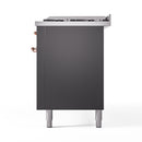 ILVE 60-Inch Nostalgie II  Propane Gas Dual Fuel Range  with 9 Burners, Griddle and Triple Glass Door Oven in Matte Graphite with Copper Trim (UP60FNMPMGP)