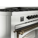 Stainless steel control panel with burner knobs and digital display
