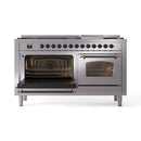 ILVE 60-Inch Nostalgie II  Propane Gas Dual Fuel Range  with 9 Burners, Griddle and Triple Glass Door Oven in Stainless Steel with Bronze Trim (UP60FNMPSSB)