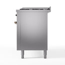 ILVE 60-Inch Nostalgie II Dual Fuel Range with 9 Burners, Griddle and Triple Glass Door Oven in Stainless Steel with Bronze Trim (UP60FNMPSSB)