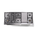 ILVE 60-Inch Nostalgie II  Propane Gas Dual Fuel Range  with 9 Burners, Griddle and Triple Glass Door Oven in Stainless Steel with Bronze Trim (UP60FNMPSSB)