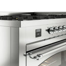 ILVE 60-Inch Nostalgie II  Propane Gas Dual Fuel Range  with 9 Burners, Griddle and Triple Glass Door Oven in Stainless Steel with Chrome Trim (UP60FNMPSSC)