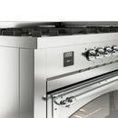 Stainless steel control panel with chrome knobs and digital display