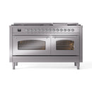 ILVE 60-Inch Nostalgie II Dual Fuel Range with 9 Burners, Griddle and Triple Glass Door Oven in Stainless Steel with Chrome Trim (UP60FNMPSSC)