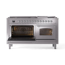 ILVE 60-Inch Nostalgie II  Propane Gas Dual Fuel Range  with 9 Burners, Griddle and Triple Glass Door Oven in Stainless Steel with Chrome Trim (UP60FNMPSSC)