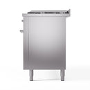 ILVE 60-Inch Nostalgie II Dual Fuel Range with 9 Burners, Griddle and Triple Glass Door Oven in Stainless Steel with Chrome Trim (UP60FNMPSSC)