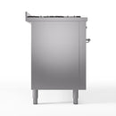 ILVE 60-Inch Nostalgie II Dual Fuel Range with 9 Burners, Griddle and Triple Glass Door Oven in Stainless Steel with Chrome Trim (UP60FNMPSSC)