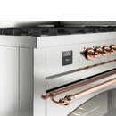 ILVE 60-Inch Nostalgie II Dual Fuel Range with 9 Burners, Griddle and Triple Glass Door Oven in Stainless Steel with Copper Trim (UP60FNMPSSP)