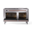 ILVE Nostalgie II 60 inch Propane Gas Range with 10 Sealed Burners, Griddle with Triple Glass Door in Stainless Steel with Copper Trim