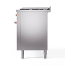 ILVE 60-Inch Nostalgie II Dual Fuel Range with 9 Burners, Griddle and Triple Glass Door Oven in Stainless Steel with Copper Trim (UP60FNMPSSP)