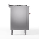 ILVE Nostalgie II 60 inch Propane Gas Range with 10 Sealed Burners, Griddle with Triple Glass Door in Stainless Steel with Copper Trim