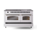 ILVE 60-Inch Nostalgie II  Propane Gas Dual Fuel Range  with 9 Burners, Griddle and Triple Glass Door Oven in White with Bronze Trim (UP60FNMPWHB)