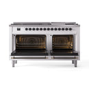 ILVE 60-Inch Nostalgie II  Propane Gas Dual Fuel Range  with 9 Burners, Griddle and Triple Glass Door Oven in White with Bronze Trim (UP60FNMPWHB)