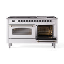 ILVE 60-Inch Nostalgie II Dual Fuel Range with 9 Burners, Griddle and Triple Glass Door Oven in White with Bronze Trim (UP60FNMPWHB)